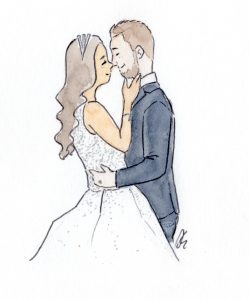 live-tekenaar-bruiloft-bruidspaar-portret-aquarel-wedding-painter-deventer-zutphen-apeldoorn